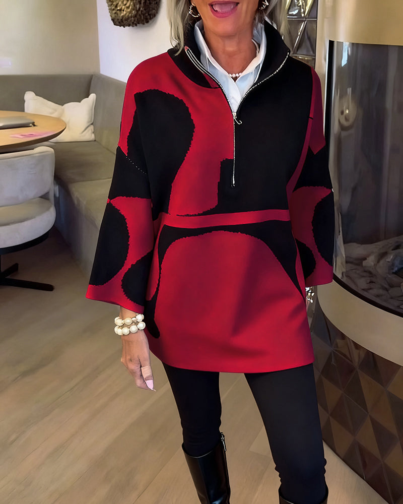 Sweter Z Półzamkiem I Modnym Stójkowym Kołnierzem