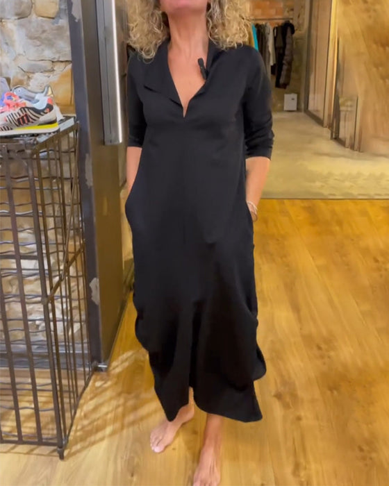 Sukienka W Kolorze Oliwkowym Z Dekoltem W Kształcie Litery V I Linią A