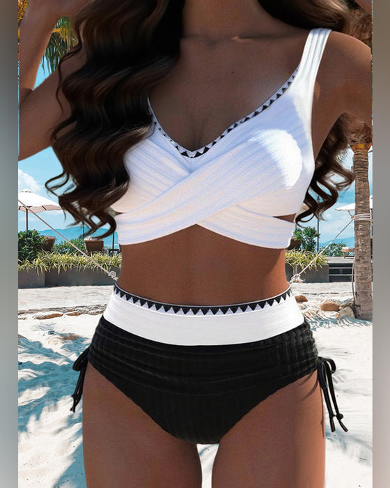 Bikini Casual Kontrastowy Kolor Szycie Dwuczęściowy