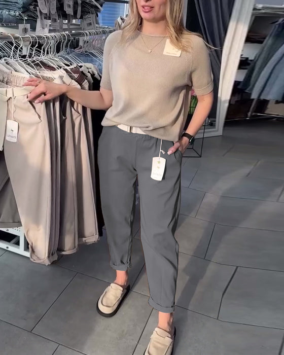 Spodnie Jednokolorowe Casual Proste