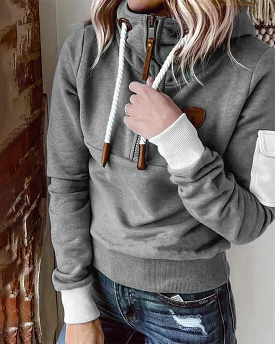 Bluza z kapturem zapinana na zamek do połowy