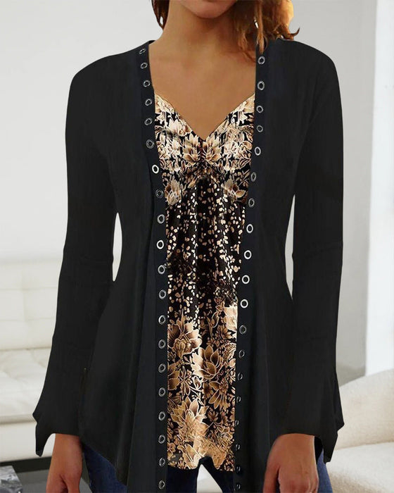 Bluzka zapinana na guziki z długim rękawem