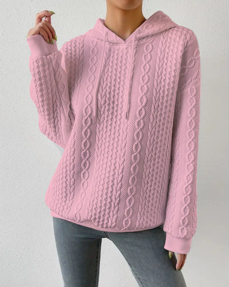 Swobodna bluza z kapturem w jednolitym kolorze