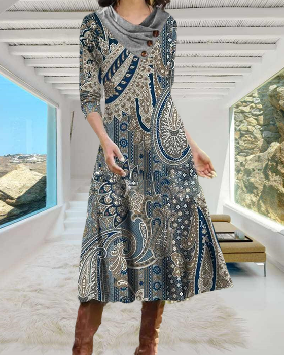 Sukienka midi z nadrukiem paisley
