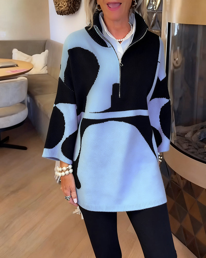 Sweter Z Półzamkiem I Modnym Stójkowym Kołnierzem