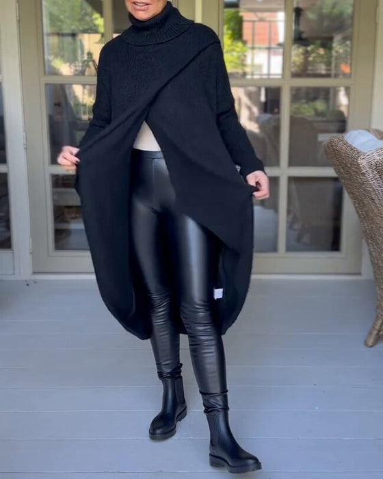 Długi kardigan z zabudowanym dekoltem