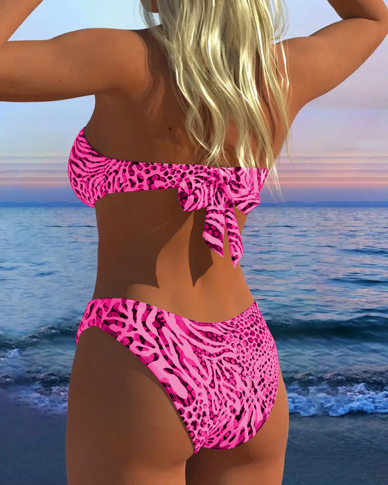Strój Kąpielowy Seksowny Leopard Print Dwuczęściowy