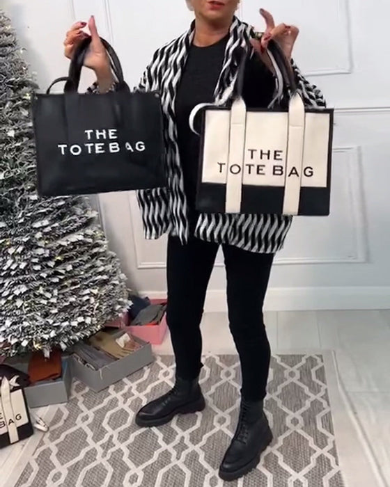 Modna torba typu tote z dwukolorowymi szwami