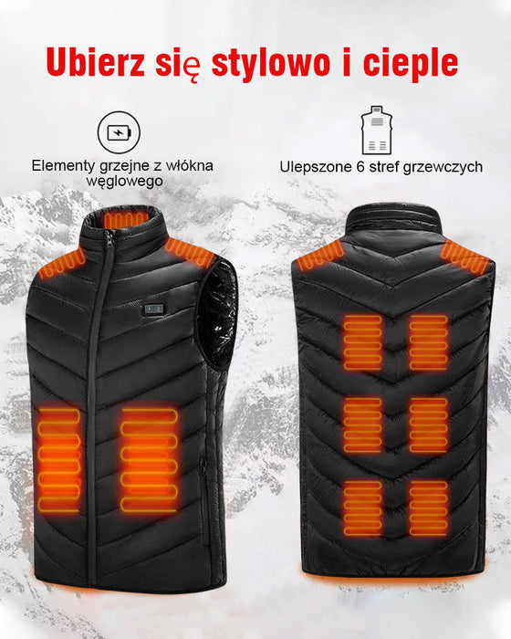 Kamizelka termostatyczna z ogrzewaniem elektrycznym ze stójką