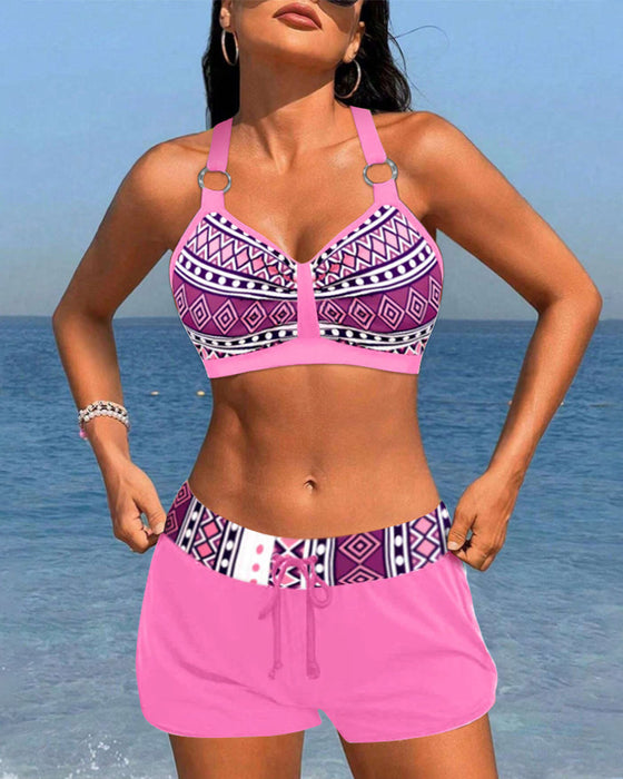 Geometryczne bikini z wysokim stanem