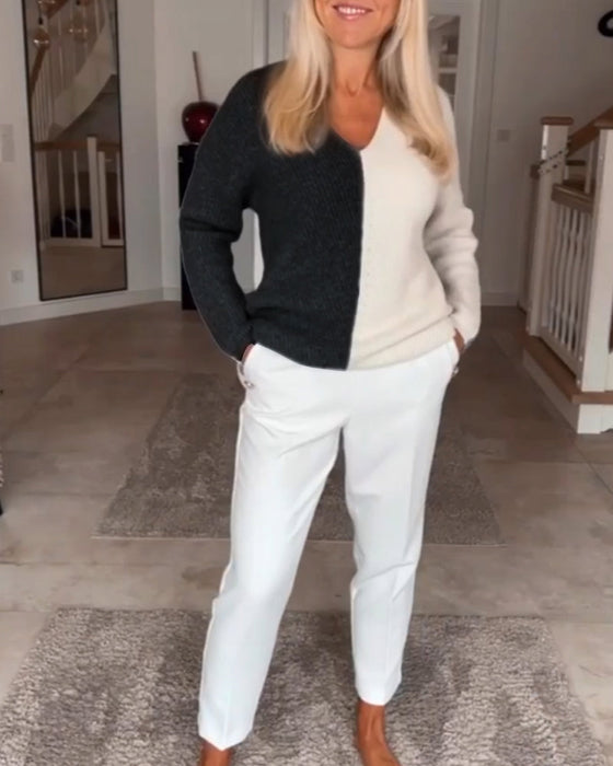 Sweter blokowy w kolorze v-deck