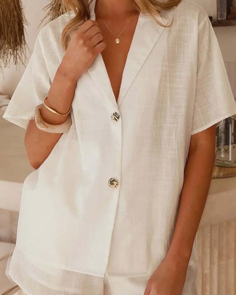 Zestaw V-Neck Guzikowany Casual