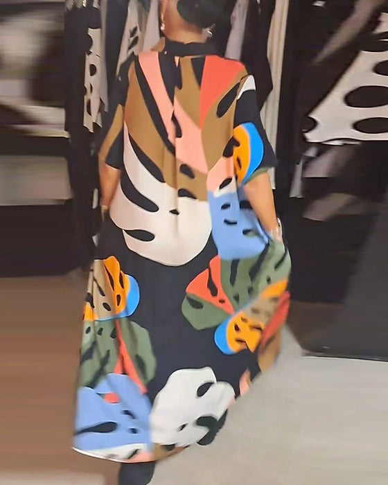 Swobodna sukienka z nadrukiem