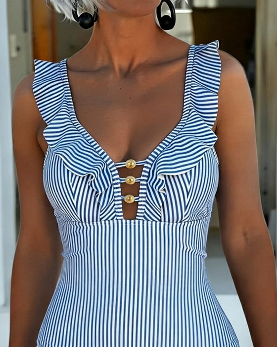 One-Piece Falbana Pasek Wycięcie