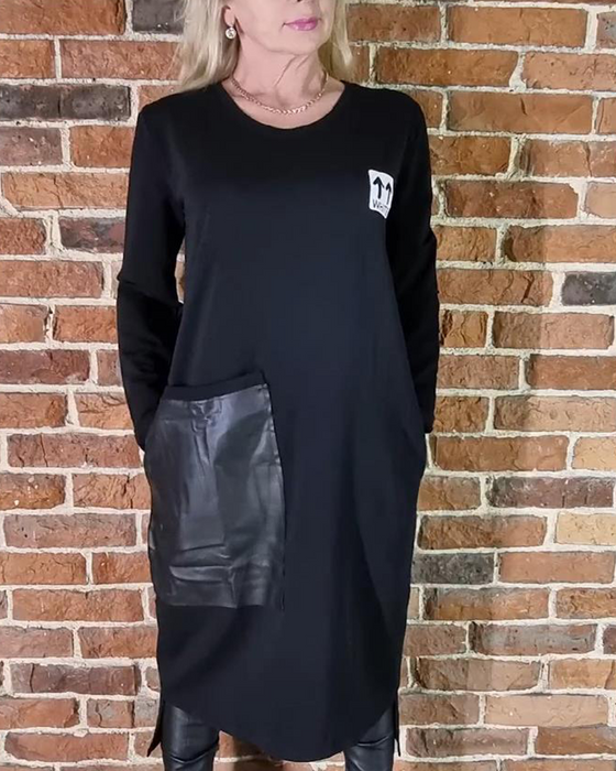 Sukienka Luźna Plus Size Panele Z Pu