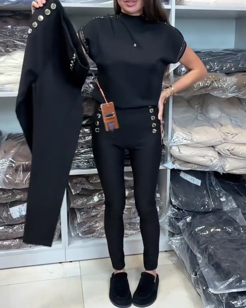 Stylowe Spodnie Z Zapięciem Na Guziki I Stretch