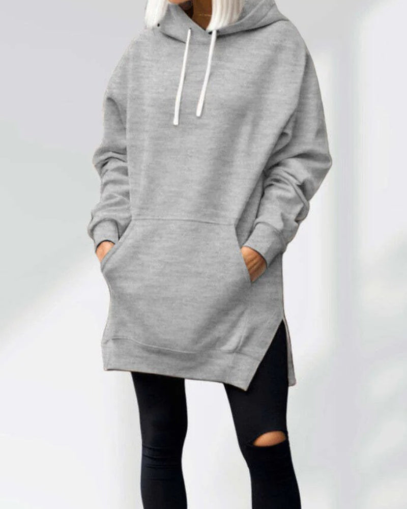 Bluza Z Kapturem Jednokolorowa Luźny Krój Ściągacz