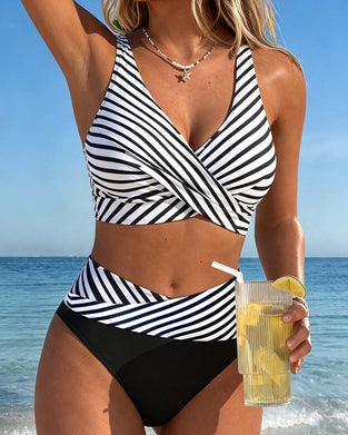 Bikini V Dekolt Kontrast Wysoki Stan