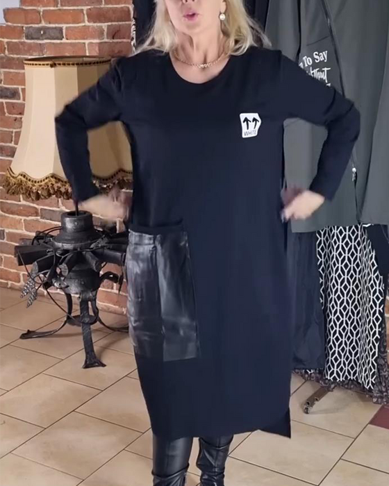 Sukienka Luźna Plus Size Panele Z Pu
