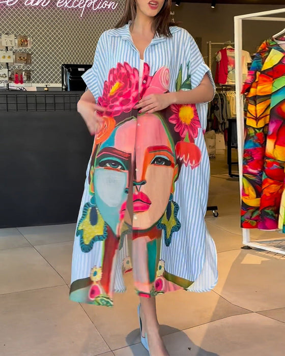 Bluzka z guzikamii rozcięciem w pionowe paski