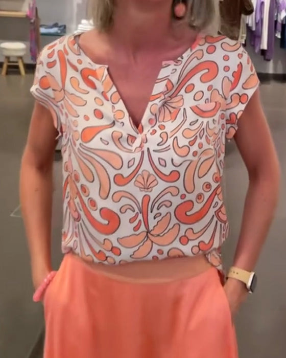 Bluzka z raglanowymi rękawami i dekoltem w kształcie litery V