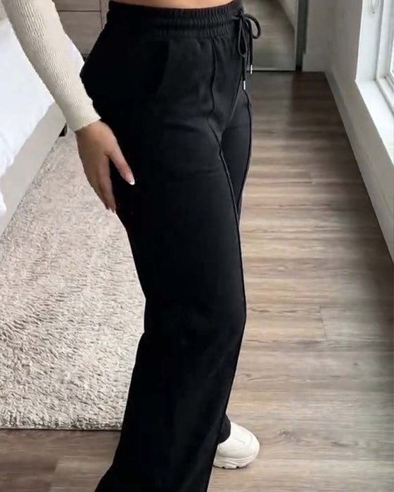 Sweatpants Ściągacz Prosta Noga