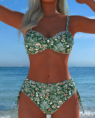 Bikini Kwiatowy-Rozdzielony String