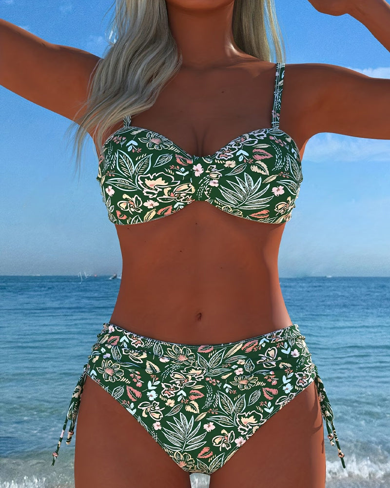 Bikini Kwiatowy-Rozdzielony String