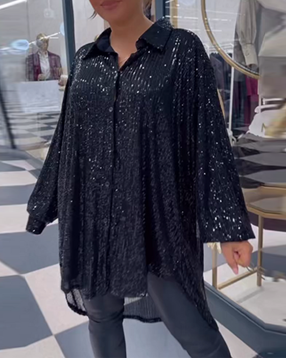 Koszula z rozcięciem i cekinami