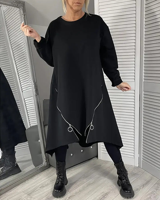 Luźna Oversize Sukienka Z Zamkiem