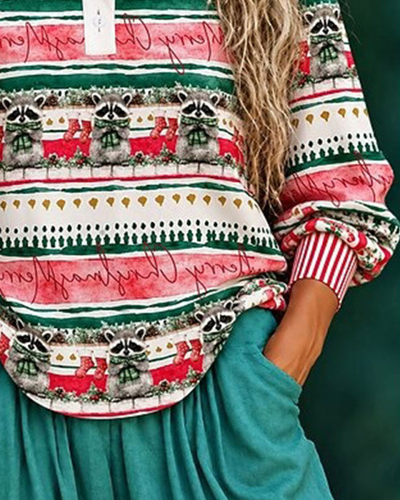 Top Boże Narodzenie Szop Pracz W Paski Patchwork