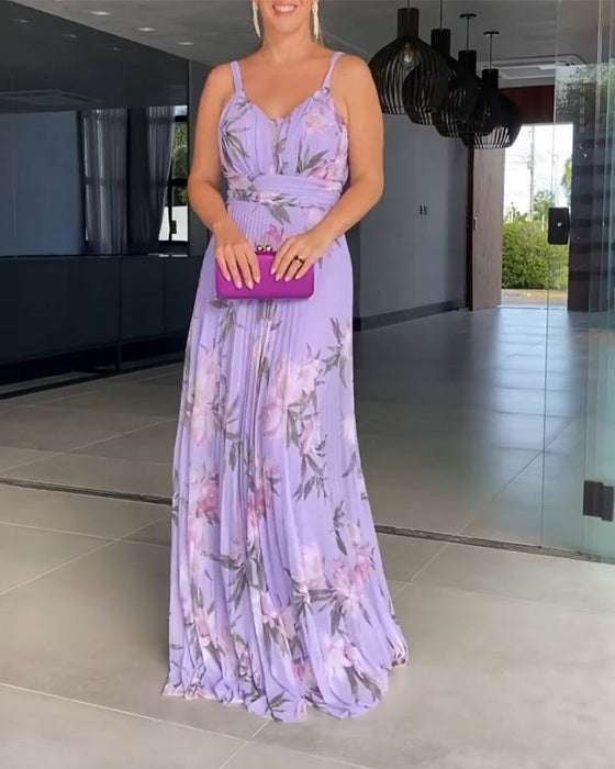 Sukienka na ramiączkach z nadrukiem w kwiaty