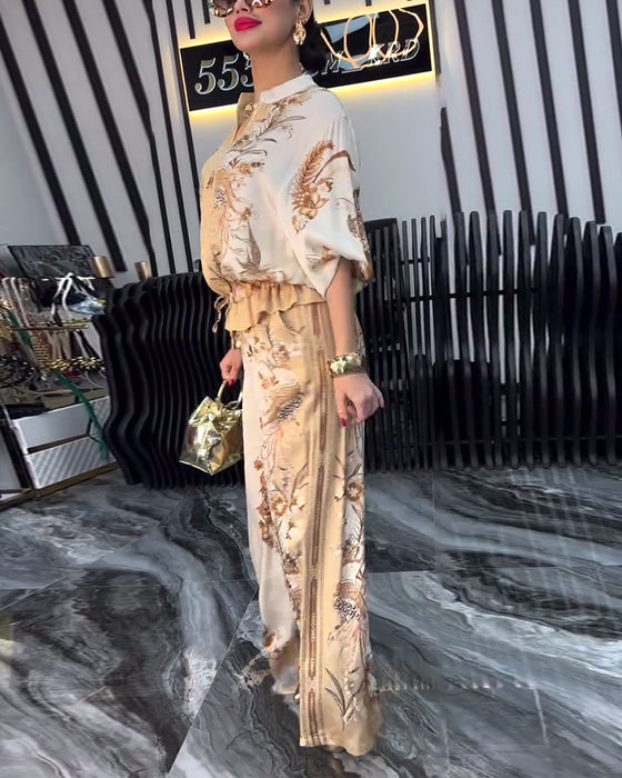 Garnitur o Szerokich Nogawkach Temperament Stójka Zamek Błyskawiczny