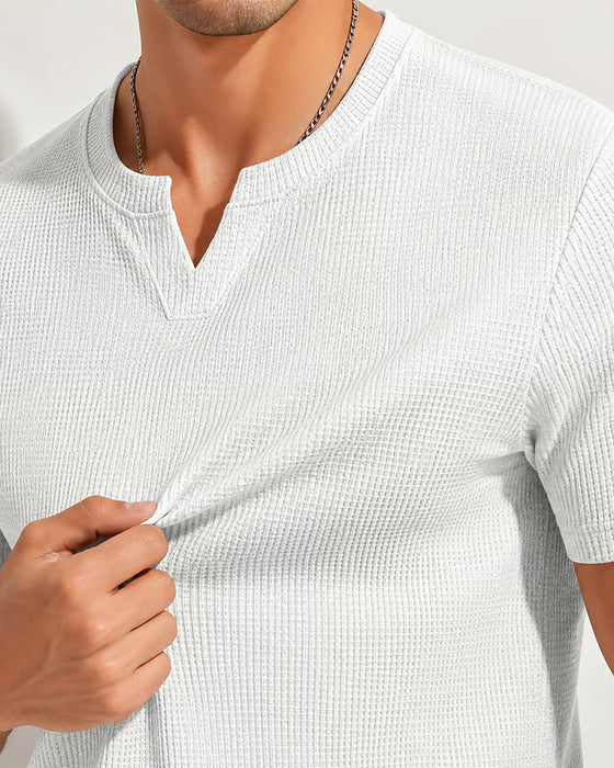 T-Shirt Męski O Wzór Gofrowy Na Co Dzień