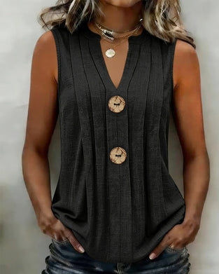 Top Na Ramiączkach Z Dekoltem W Szyję Plisowany Bez Rękawów