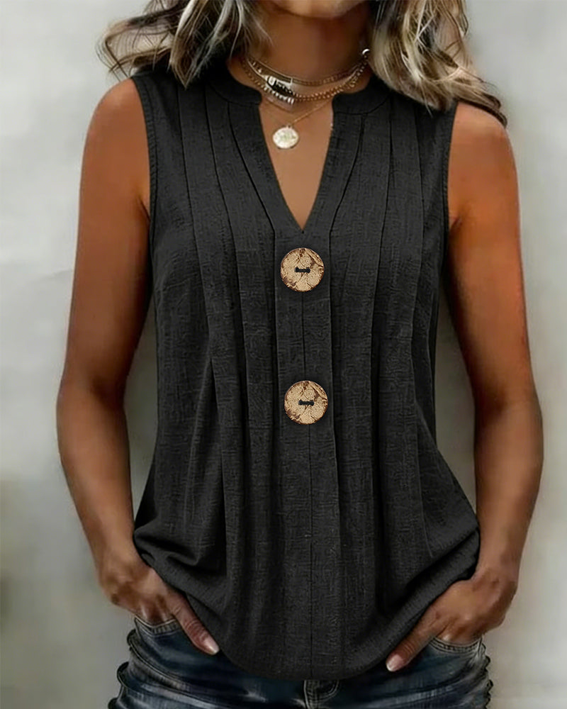 Top Na Ramiączkach Z Dekoltem W Szyję Plisowany Bez Rękawów