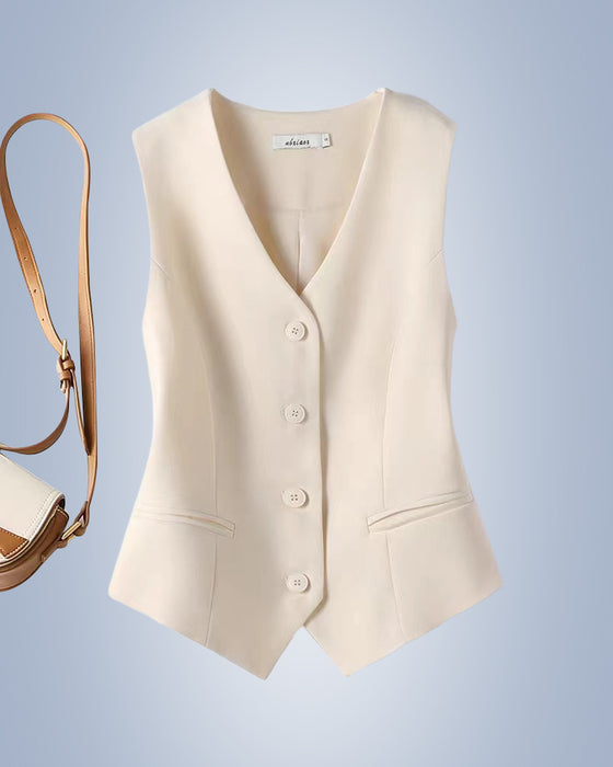 Damska kamizelka garniturowa w jednolitym kolorze
