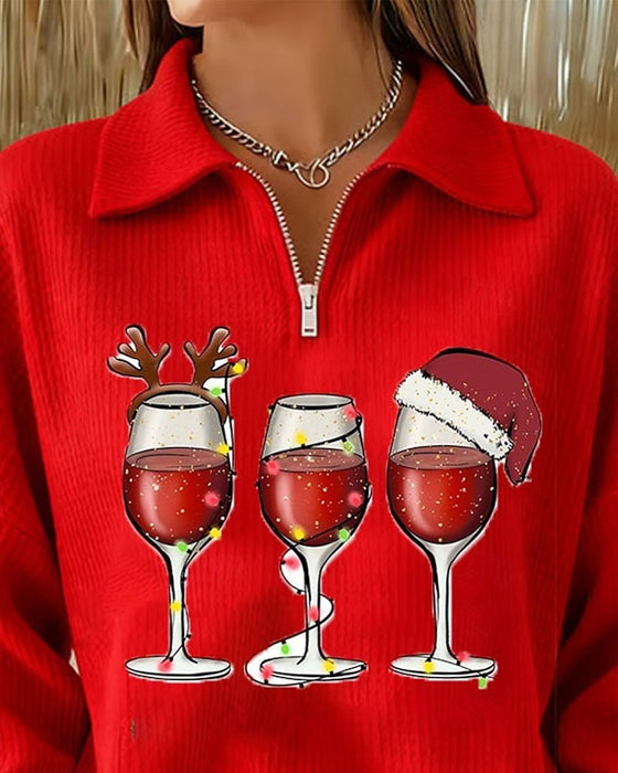 Sweatshirt Klapa Zamek Błyskawiczny Świąteczny Styl