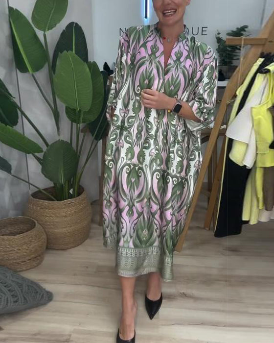 Sukienka Bufkowe Rękawy Paisley