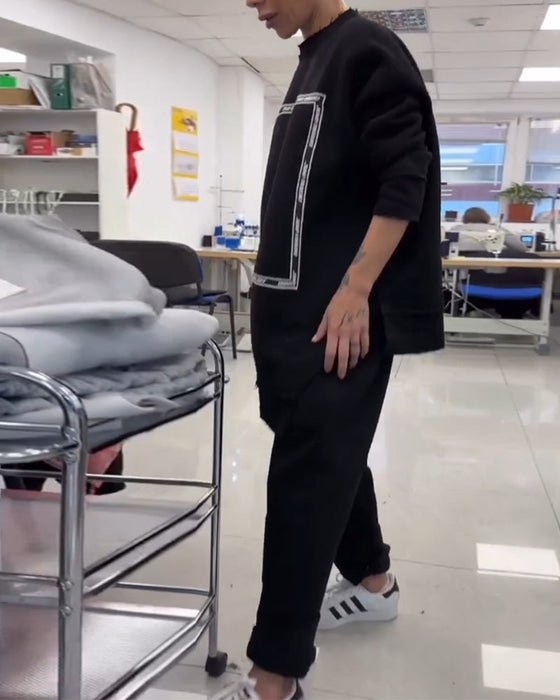 Modny luźny i wygodny zestaw bluza i spodnie