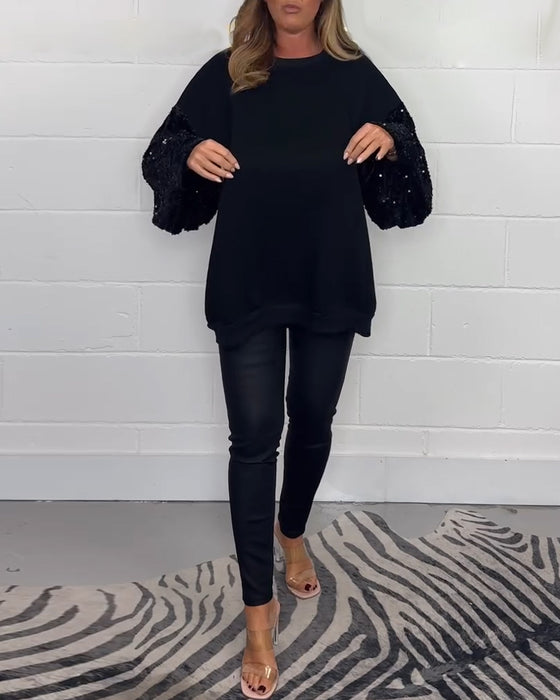 Bluza z długim rękawem i okrągłym dekoltem