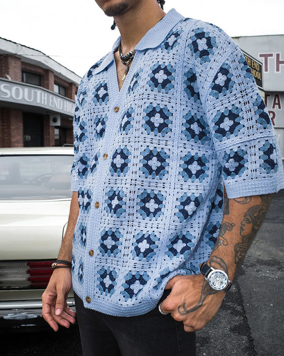 T-Shirt Dekolt W Wycięty Druk Koszula