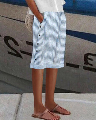 Szorty casualowe w paski z kieszeniami