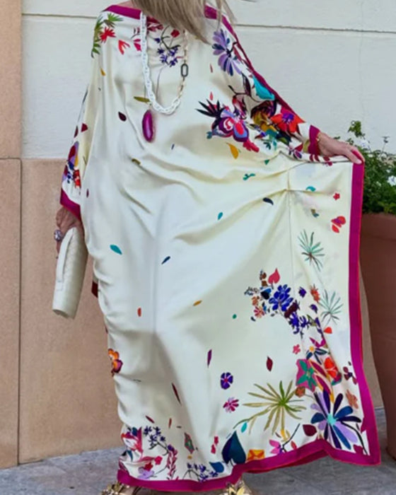 Sukienka Off-Shoulder Kontrast Luźny Wakacje