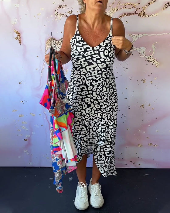 Patchworkowa sukienka na ramiączkach w stylu retro