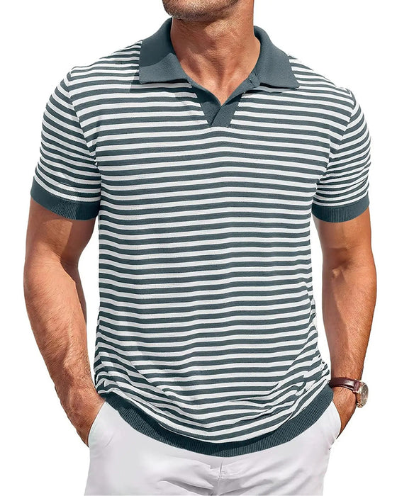 T-Shirt Kołnierz-Polo Pasek Blok-Koloru
