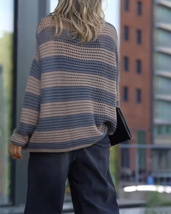 Pullover Pasek Wycięcie Dzianinowy