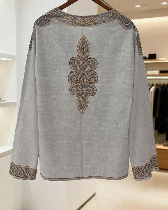 Bluzka Z Dekoltem V Linia Kontrast Patchwork