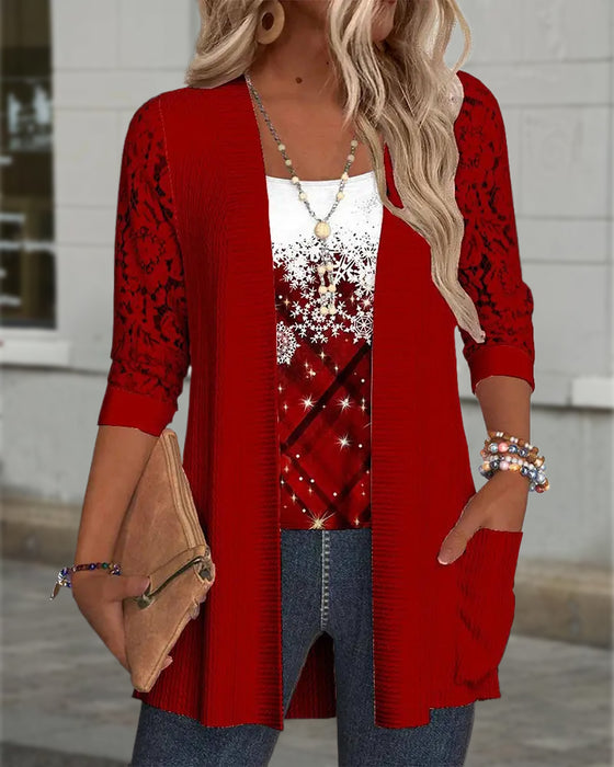 Dzianinowy Top Z Nadrukiem W Stylu Dwuczęściowym