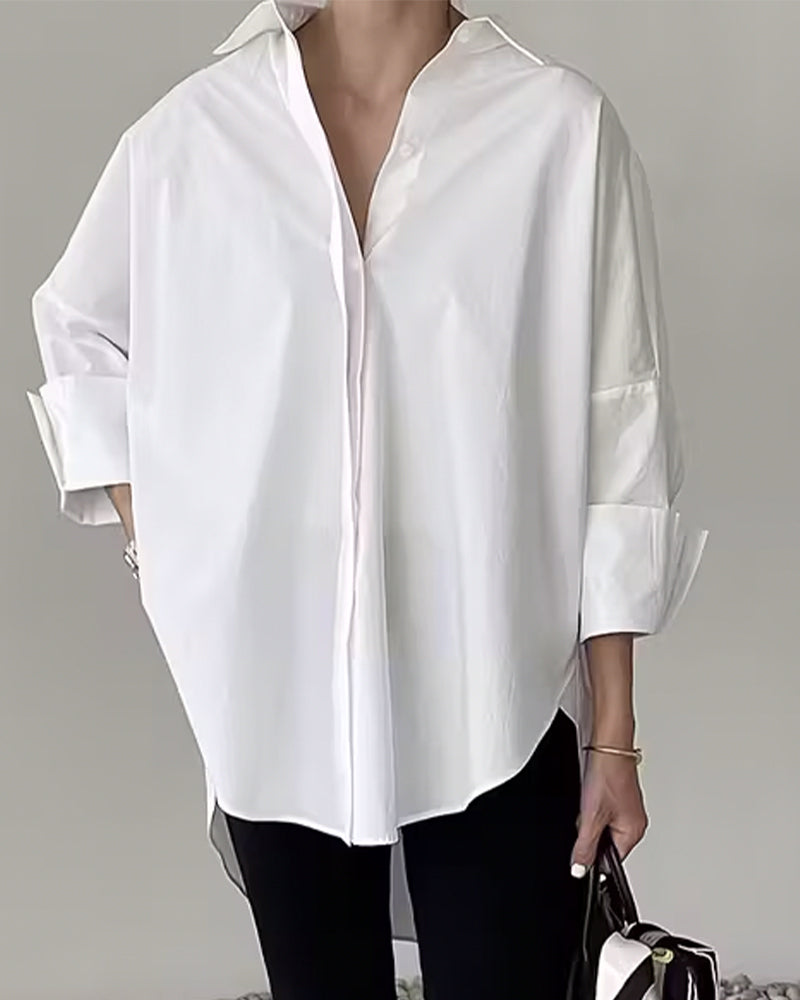 Koszula Stylowa Jednokolorowa Z Długim Rękawem